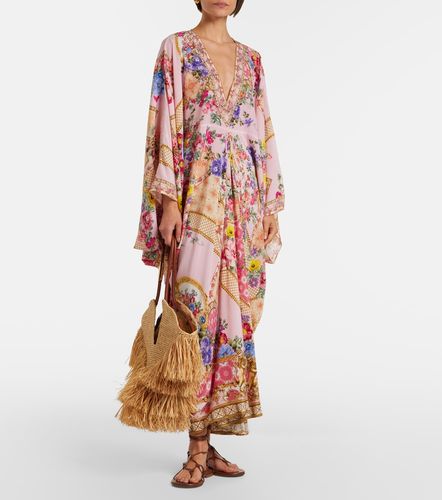Caftán de seda floral adornado - Camilla - Modalova