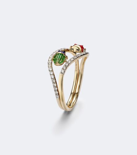 Yvonne Léon Anillo Alliance Coccinelle Scarabée Mini de oro de 9 ct con diamantes - Yvonne Leon - Modalova