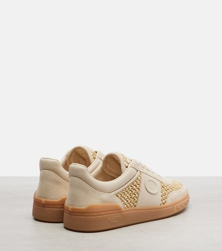 VLogo leather-trimmed raffia sneakers - Valentino Garavani - Modalova
