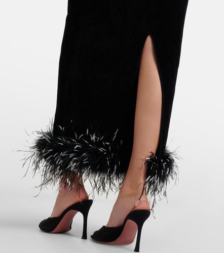 Belted feather-trimmed midi dress - Self-Portrait - Modalova