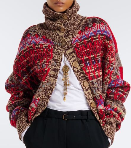 Cardigan oversize in lana e cashmere jacquard - Dries Van Noten - Modalova