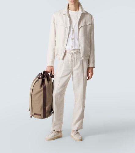 Pantalones rectos de lino y algodón a rayas - Brunello Cucinelli - Modalova