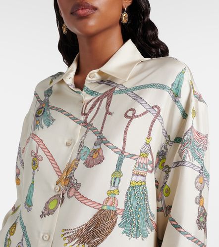 Camicia in twill di seta con stampa - Versace - Modalova