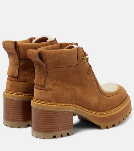 Shearling-trimmed suede ankle boots - See By Chloe - Modalova
