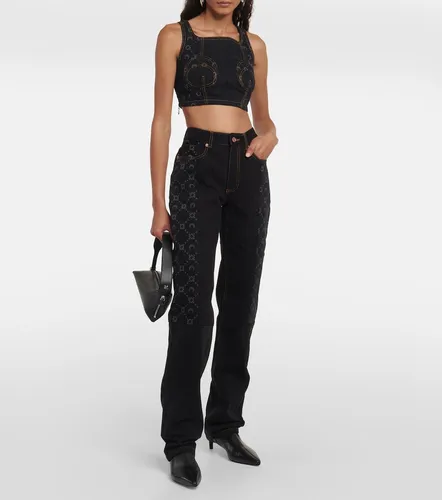 Bustier cropped de denim regenerado - Marine Serre - Modalova