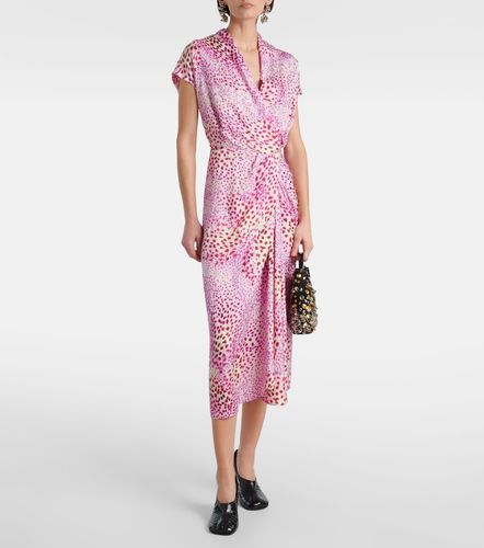 Vestido midi de satén estampado - Dries Van Noten - Modalova