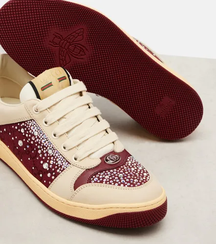 Screener embellished canvas and leather sneakers - Gucci - Modalova