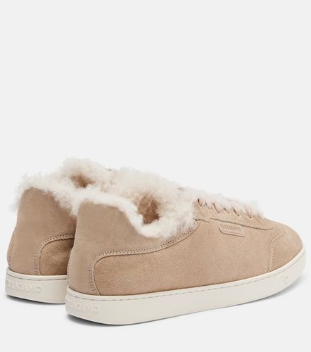 Sneakers in suede con shearling - Ferragamo - Modalova