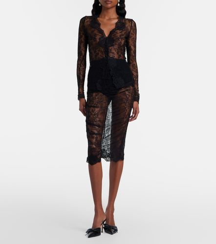 Falda midi de encaje semitransparente fruncida - Valentino - Modalova