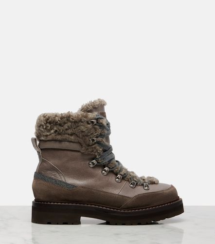 Shearling-lined leather ankle boots - Brunello Cucinelli - Modalova