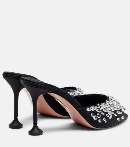 Mules Bisous 85 de satén adornados - Aquazzura - Modalova