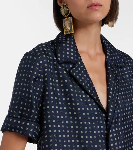 Camisa de pijama de satén de seda estampada - Saint Laurent - Modalova