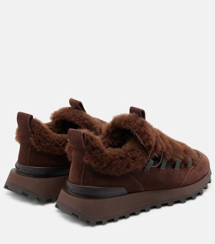 Monili shearling-trimmed suede sneakers - Brunello Cucinelli - Modalova