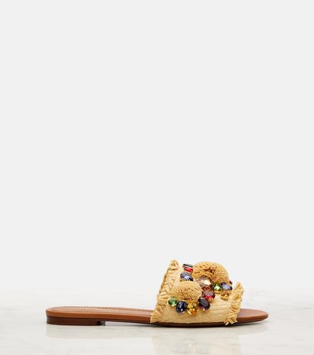 Embellished raffia-effect slides - Dolce&Gabbana - Modalova