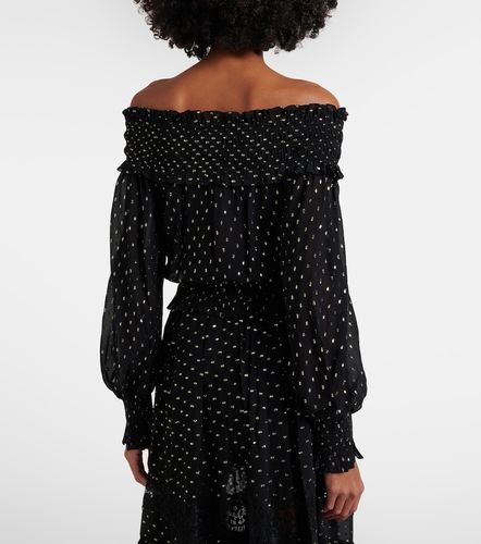 Shirred metallic-effect off-shoulder top - Self-Portrait - Modalova