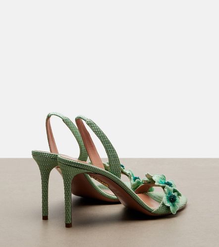 Passionflower beaded raffia slingback sandals - Aquazzura - Modalova