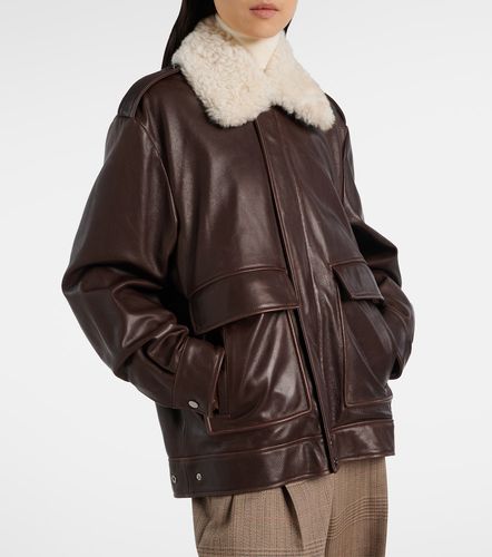 Drey shearling-trimmed leather jacket - Nour Hammour - Modalova