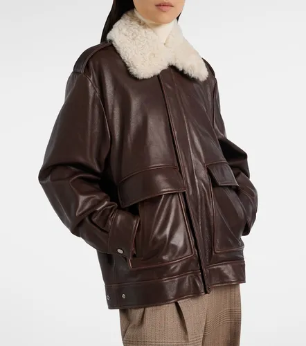 Drey shearling-trimmed leather jacket - Nour Hammour - Modalova