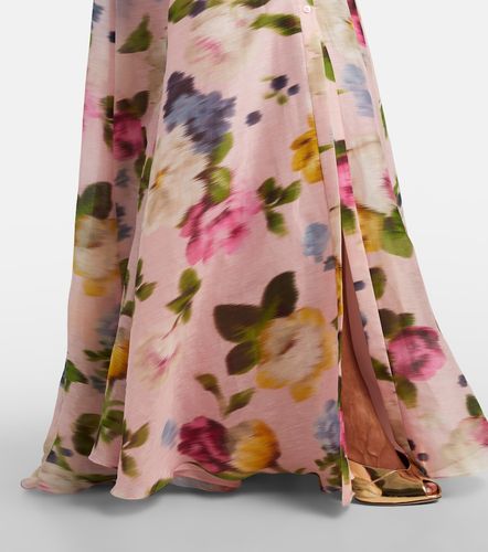 Abito lungo in lino e seta con stampa - Carolina Herrera - Modalova