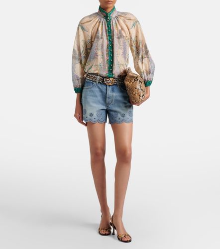 Shorts Long Hang de denim con bordado inglés - Frame - Modalova