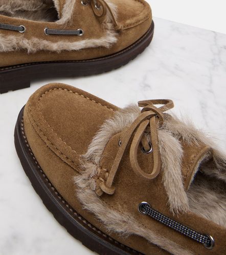 Shearling-lined suede boat shoes - Brunello Cucinelli - Modalova