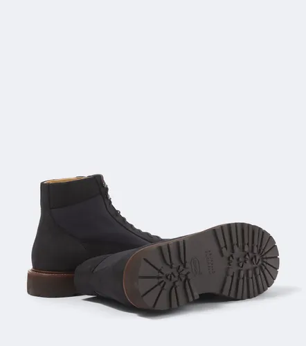 Suede-trimmed lace-up boots - Brunello Cucinelli - Modalova
