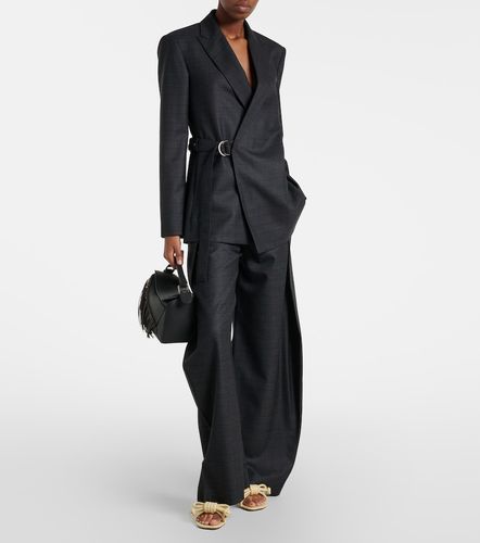 Checked belt wool barrel-leg pants - Loewe - Modalova