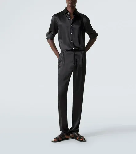 Pantalones rectos de seda reversibles - Rubinacci - Modalova