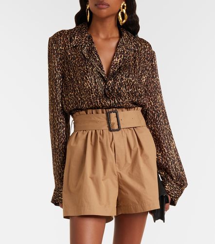 Blusa in seta con stampa leopardata - Saint Laurent - Modalova