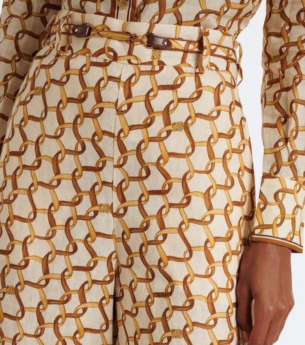 Belted printed linen wide-leg pants - Zimmermann - Modalova