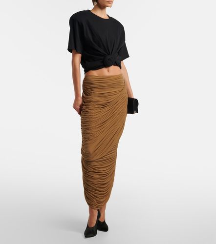 Draped ruched jersey midi skirt - Magda Butrym - Modalova