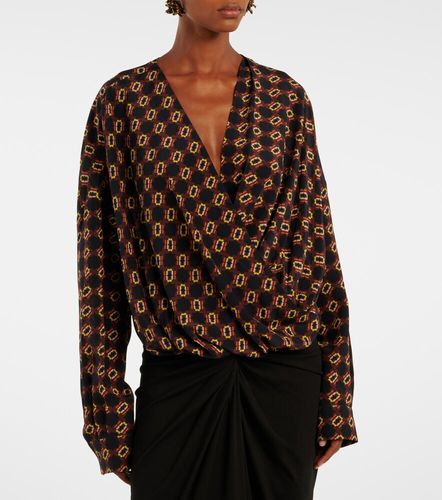 Top de seda estampado drapeado - Dries Van Noten - Modalova