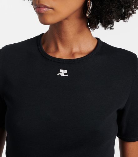 Courrèges Top cropped in cotone con logo - Courreges - Modalova