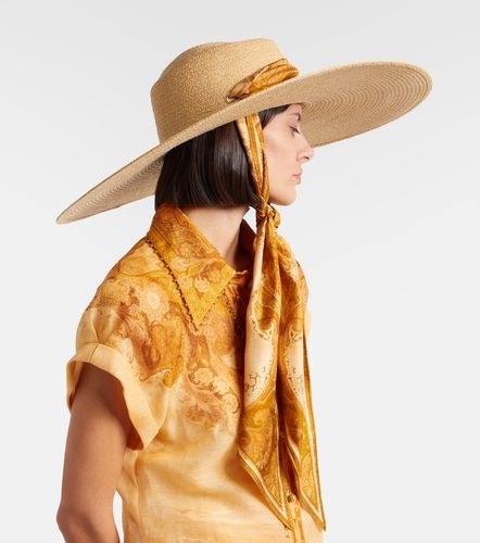 Silk-trimmed raffia sun hat - Zimmermann - Modalova
