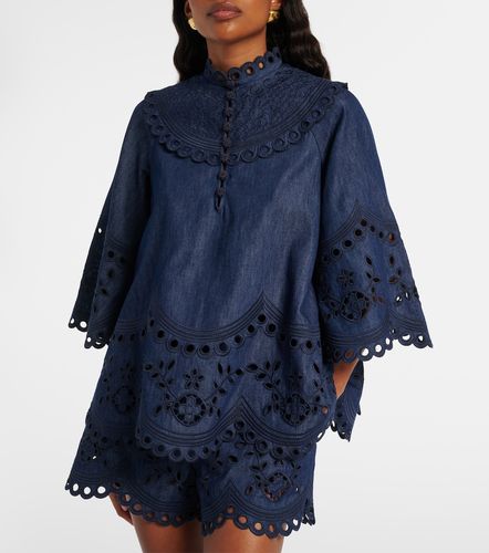 Top Mahon de denim con bordado inglés - Zimmermann - Modalova
