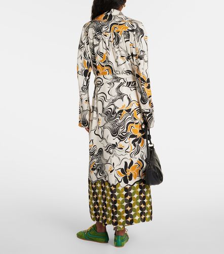Printed double-breasted satin coat - Dries Van Noten - Modalova
