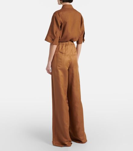 Pantaloni a gamba larga Onore in twill di lino e seta - Max Mara - Modalova