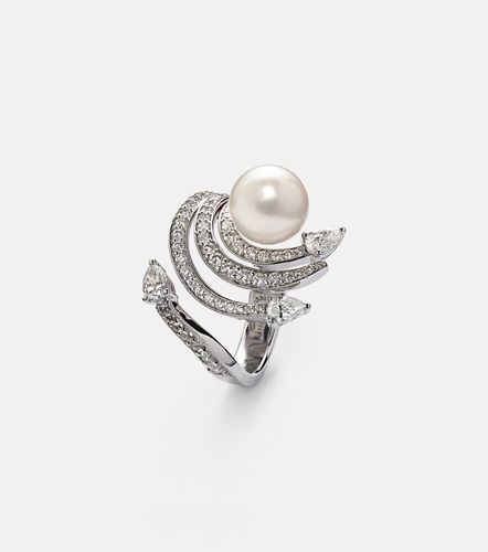 Anello Pearlescent in oro bianco 18kt con diamanti e perla - Yeprem - Modalova