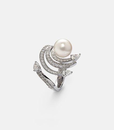 Anillo de oro blanco de 18 ct con diamantes y perla - Yeprem - Modalova