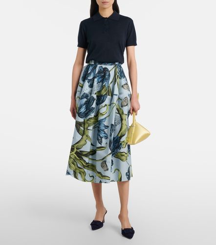 Falda midi de popelín de algodón floral - Erdem - Modalova