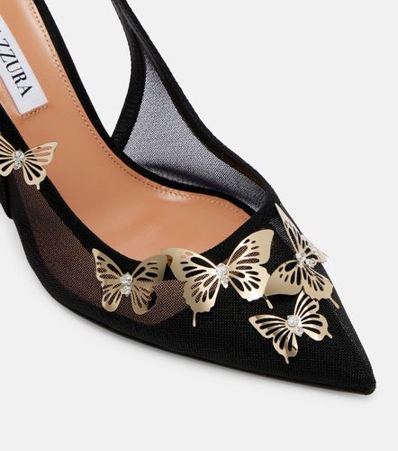 Papillon embellished mesh slingback pumps - Aquazzura - Modalova