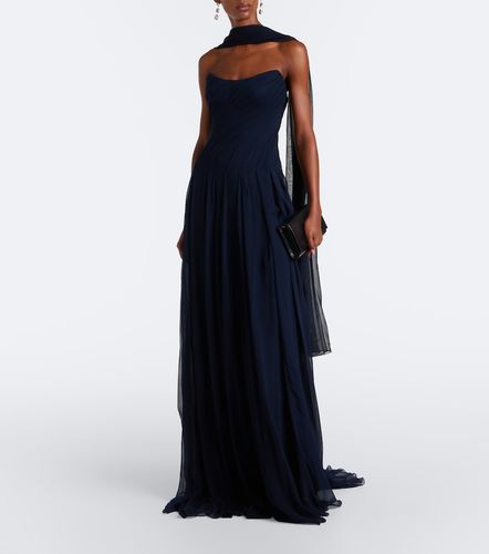 Abito lungo bustier in seta con sciarpa - Monique Lhuillier - Modalova