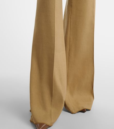 Pantalones anchos de sarga de lino y seda - Max Mara - Modalova