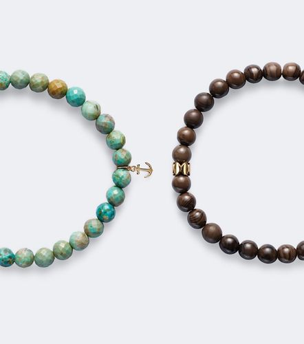 Set de 2 pulseras de oro de 14 ct con turquesas y jaspes - Sydney Evan - Modalova