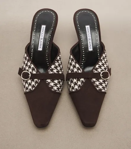 Mircamu houndstooth and suede mules - Manolo Blahnik - Modalova