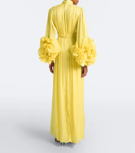 Floral-applique plated LurexÂ® georgette gown - Costarellos - Modalova
