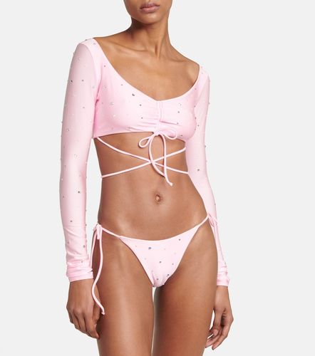 Crystal-embellished ruched bikini - Alessandra Rich - Modalova