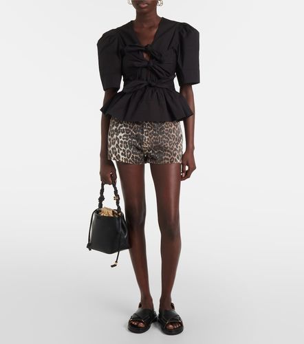 Ganni Leopard-print denim shorts - Ganni - Modalova