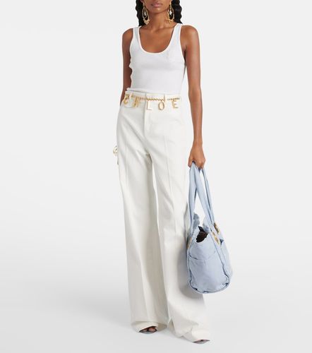 High-rise cotton canvas flared pants - Chloe - Modalova