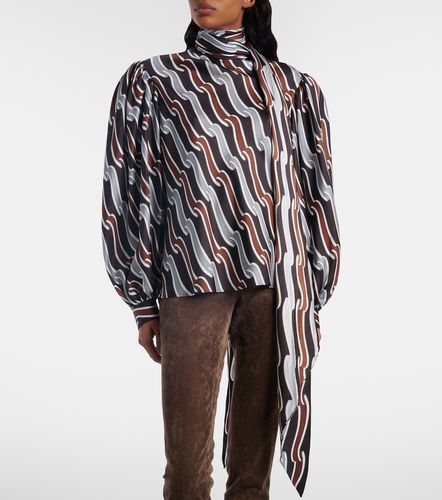 Printed tie-neck silk twill blouse - Gucci - Modalova